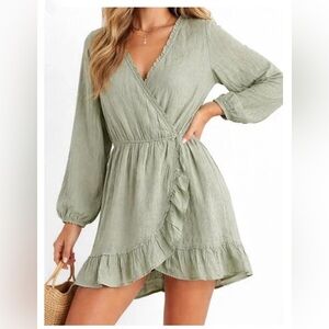 American Eagle - Green Ruffle Mini Dress